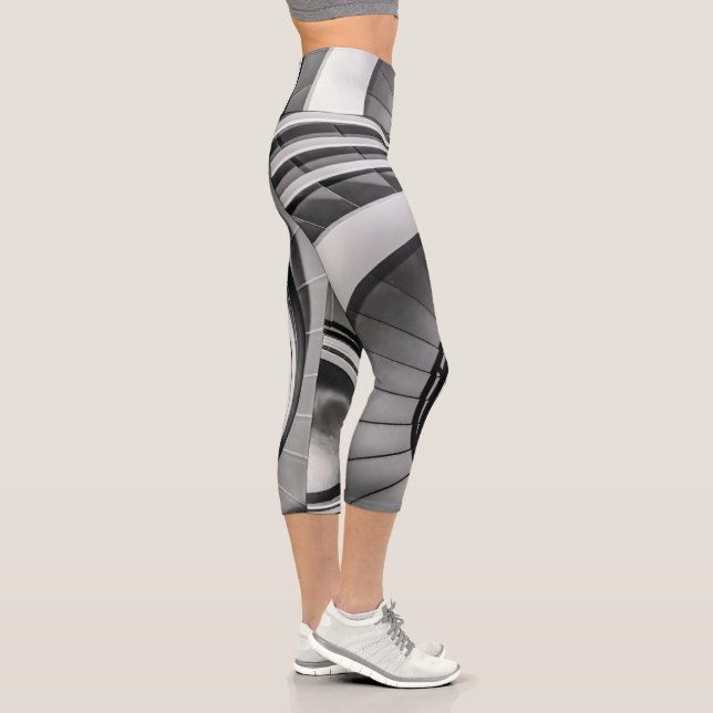 Circular Stairway BW Capri Leggings (Right)