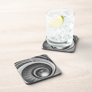 Circular Stairway BW Coaster