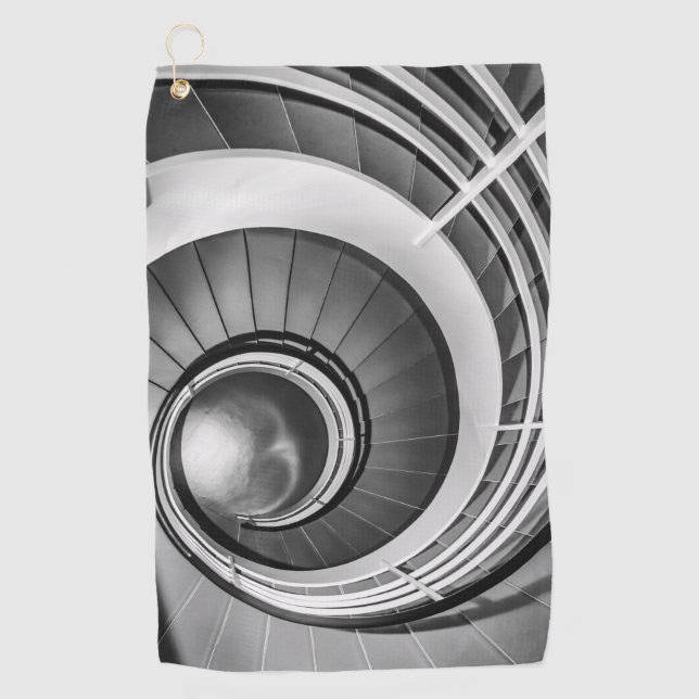 Circular Stairway BW Golf Towel (Front)