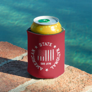 Circular Stamp American State National Est 1776 Can Cooler