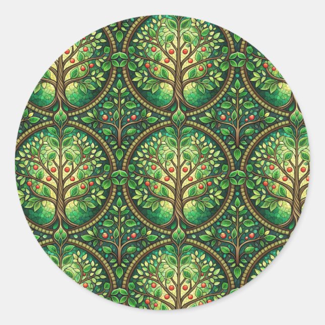 Circular sticker design featuring a repeating  (Front)