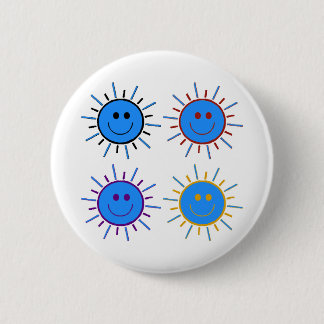 Circular symbols of a radiating sun 6 cm round badge