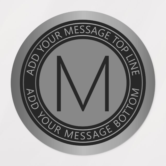 Circular Text & Monogram | Dark Faux Silver Grey (Design 1)