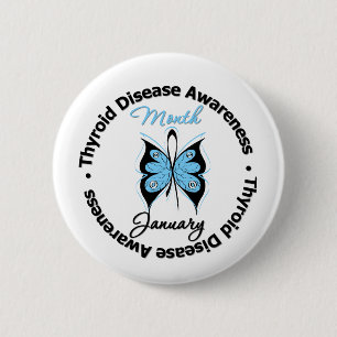 Circular Thyroid Disease Awareness Month Butterfly 6 Cm Round Badge