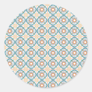 Circular tile design featuring intricate floral  classic round sticker