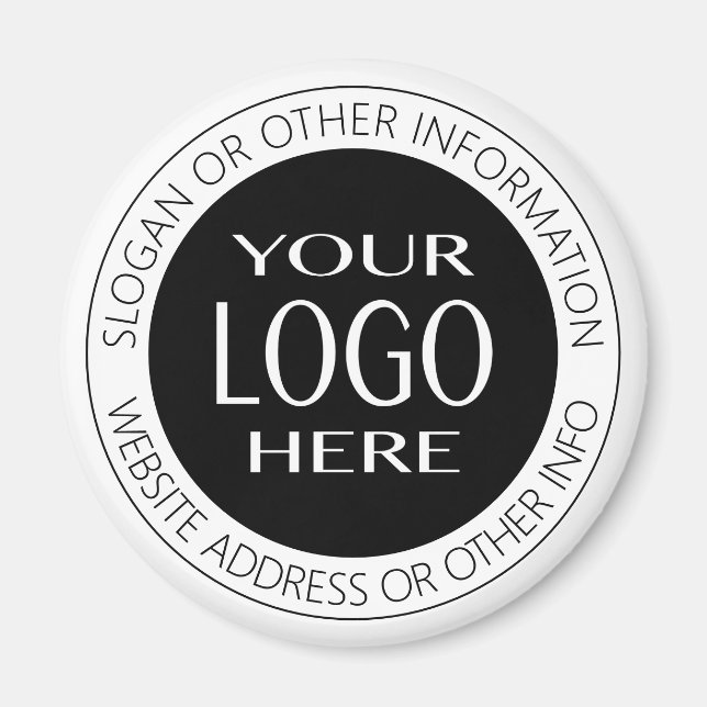 Circular Top & Bottom Text + Your Own Logo Magnet (Front)
