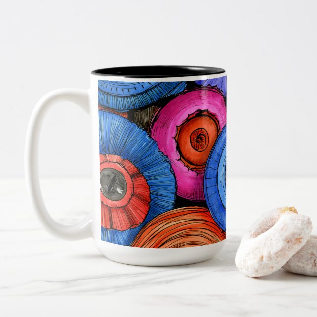 Circular Two-Tone Coffee Mug (With Donut)