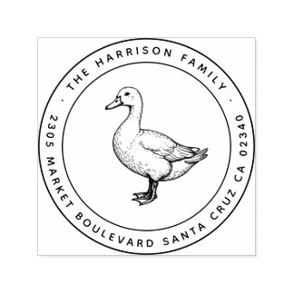 Circular Vintage Duck Family Name Return Address Self-inking Stamp
