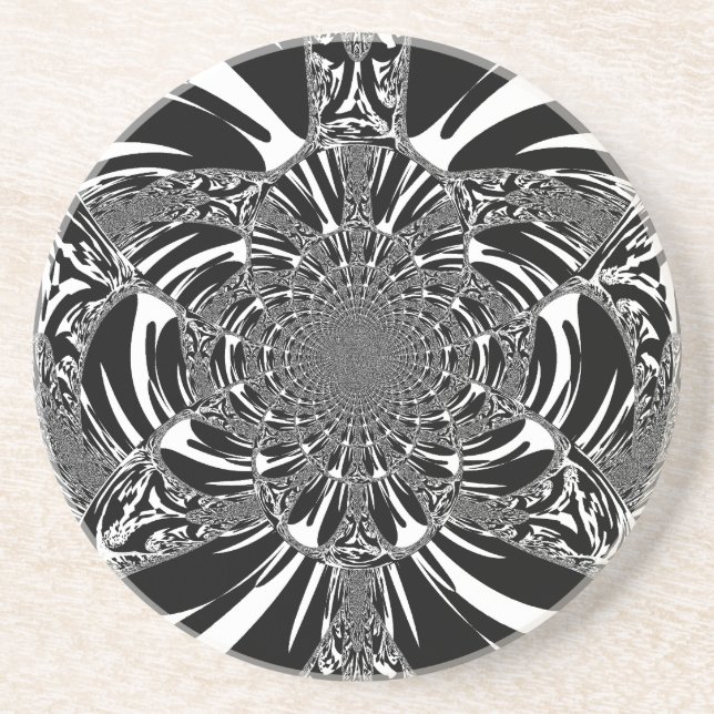 Circular Zebra Kaleidoscope Art Print Coaster (Front)