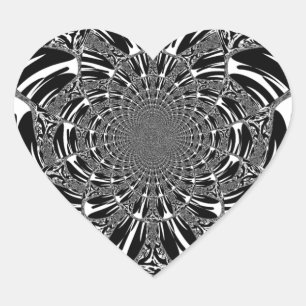 Circular Zebra Kaleidoscope Art Print Heart Sticker