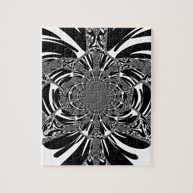 Circular Zebra Kaleidoscope Art Print Jigsaw Puzzle (Vertical)