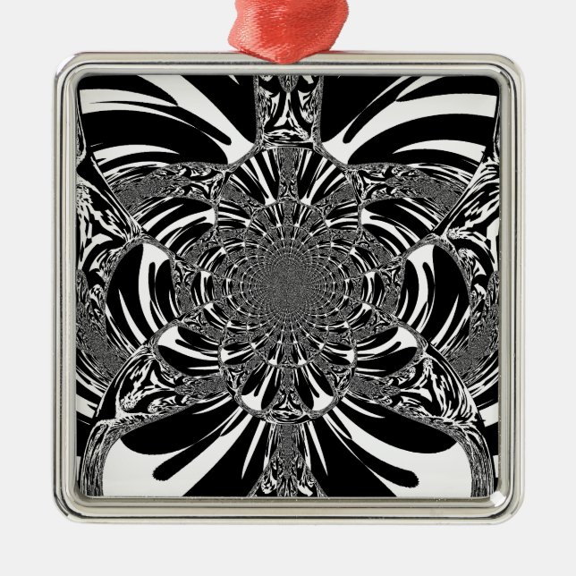 Circular Zebra Kaleidoscope Art Print Metal Tree Decoration (Front)