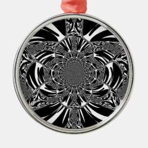 Circular Zebra Kaleidoscope Art Print Metal Tree Decoration