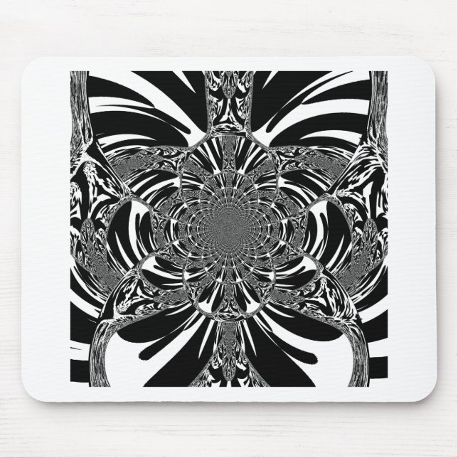 Circular Zebra Kaleidoscope Art Print Mouse Mat (Front)