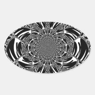 Circular Zebra Kaleidoscope Art Print Oval Sticker