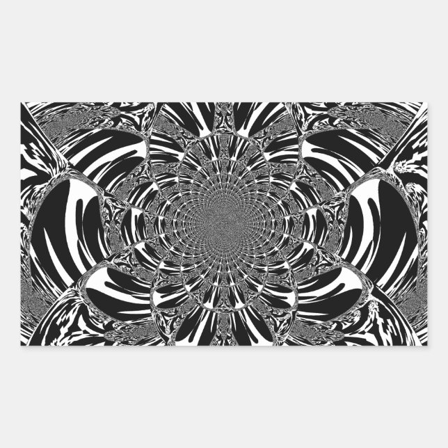 Circular Zebra Kaleidoscope Art Print Rectangular Sticker (Front)