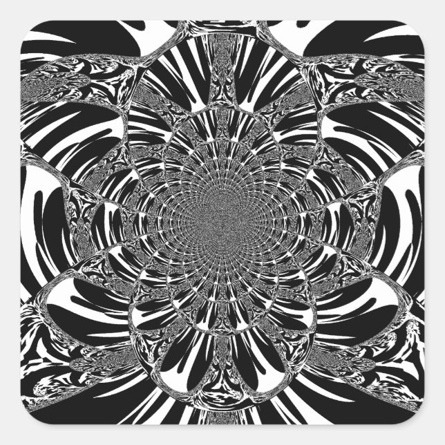 Circular Zebra Kaleidoscope Art Print Square Sticker (Front)
