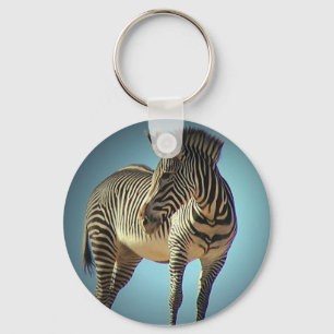Circular Zebra Keychain