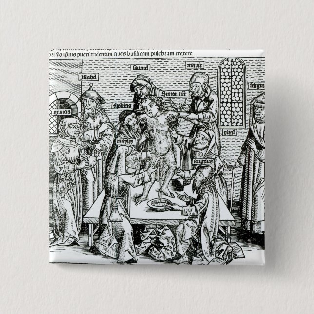 Circumcision, from 'Liber Chronicarum' 15 Cm Square Badge (Front)