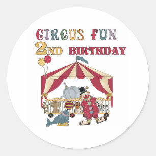 Circus 2nd Birthday Classic Round Sticker