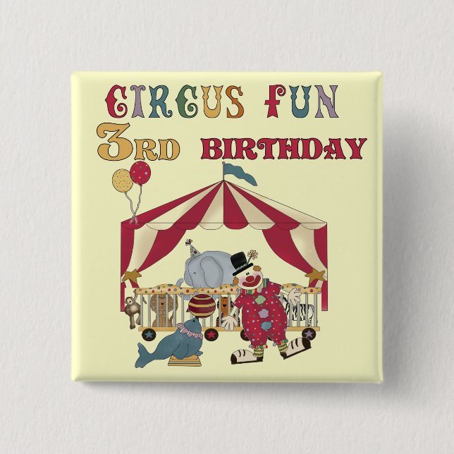 Circus 3rd Birthday Tshirts and Gifts 15 Cm Square Badge (Front)