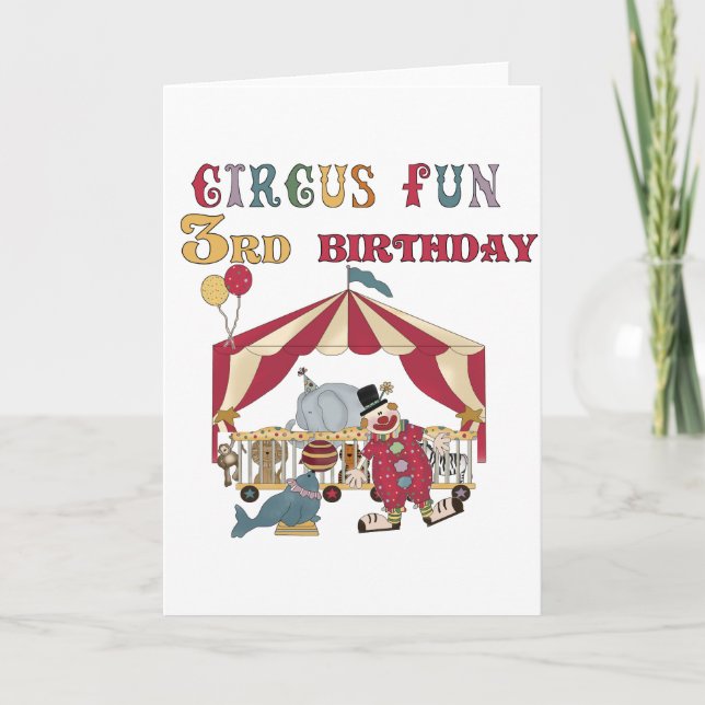 Circus 3rd Birthday Tshirts and Gifts Card (Front)