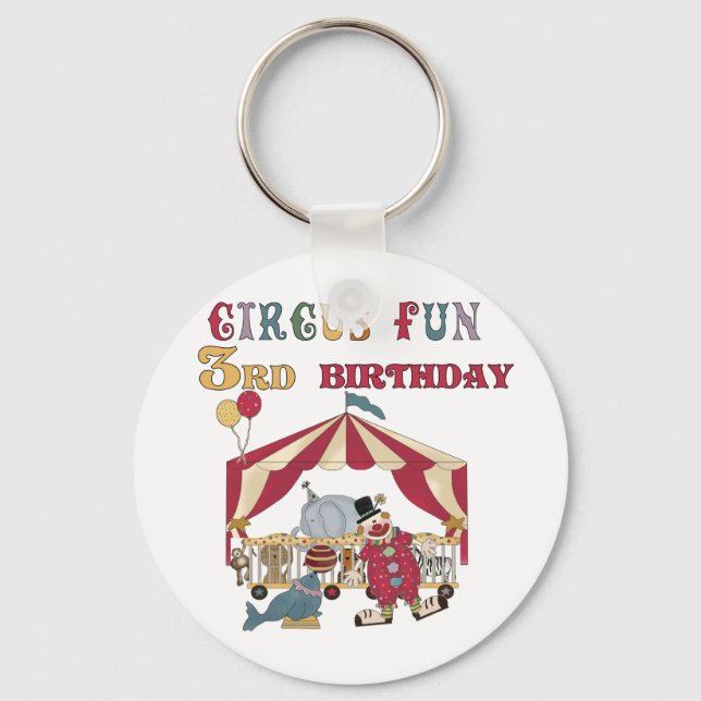 Circus 3rd Birthday Tshirts and Gifts Key Ring (Front)