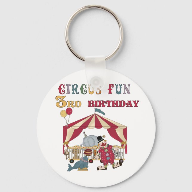 Circus 3rd Birthday Tshirts and Gifts Key Ring (Front)