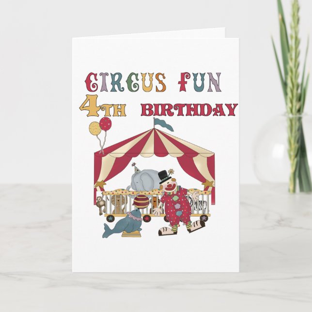 Circus 4th Birthday Tshirts and Gifts Card (Front)
