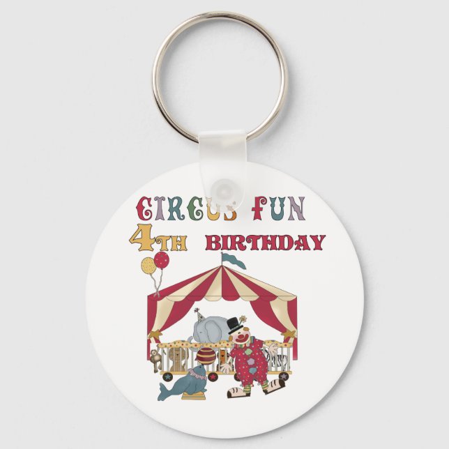 Circus 4th Birthday Tshirts and Gifts Key Ring (Front)