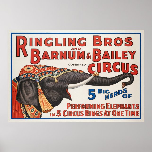 Circus  5 Big Herds of Performing Elephants Poster (Front)