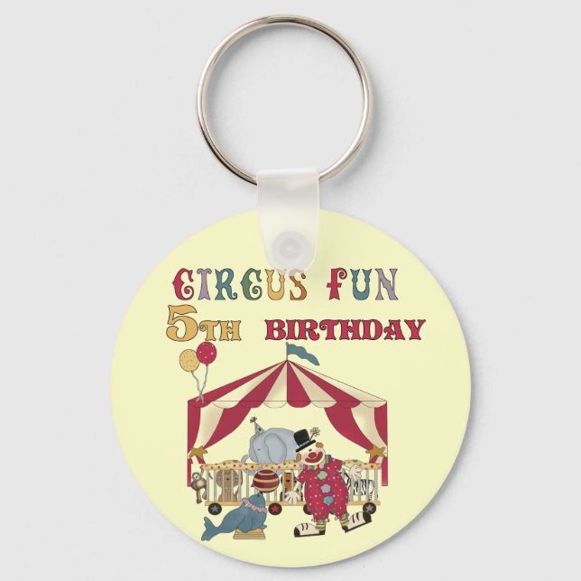 Circus 5th Birthday tshirts and Gifts Key Ring (Front)