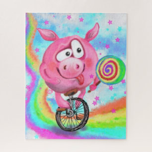 Circus Acrobat Piggy Cyclist with Lollipop Puzzle