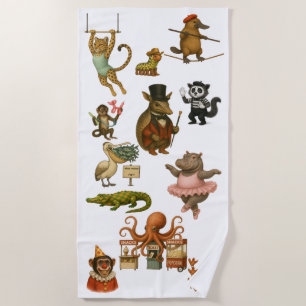 Circus acts beach towel