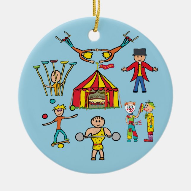 Circus Acts Ceramic Tree Decoration (Front)