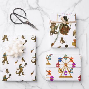 Circus acts Wrapping Paper Flat Sheet Set of 3
