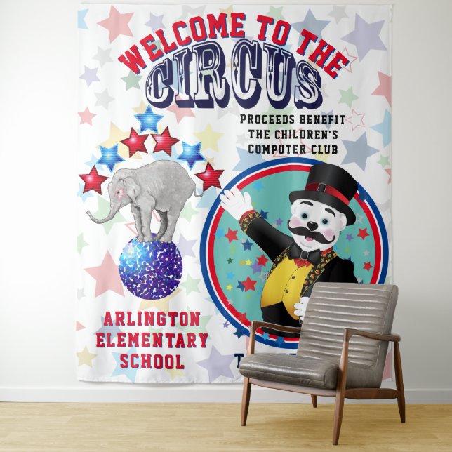 Circus Advertisement Backdrop Tapestry (In Situ)