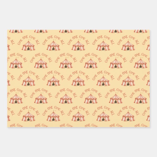 Circus Animal Pattern Birthday  Wrapping Paper Sheet (Front)