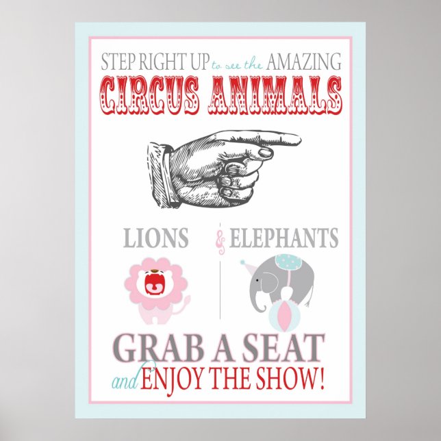 Circus Animal Show Sign Carnival Circus Birthday (Front)