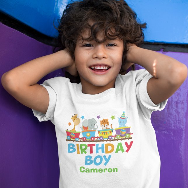 Circus Animal Train Cute Custom Birthday Boy T-Shirt (Creator Uploaded)