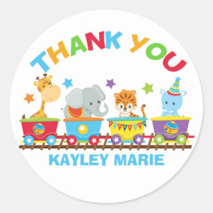 Circus Animal Train Cute Kids Party Thank You Classic Round Sticker