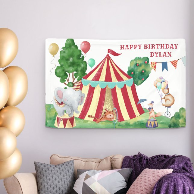 Circus Animals and Big Top Kids Birthday Banner (Creator Uploaded)