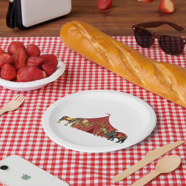 Circus Animals And Tent Paper Plate (Picnic)