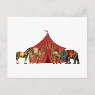 Circus Animals And Tent Postcard