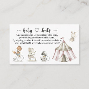 Circus Animals Baby Shower Book request Enclosure Card