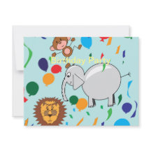 Circus Animals Birthday Invitation 