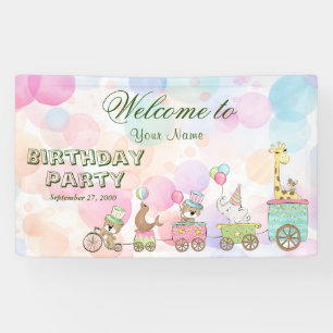 Circus Animals Birthday Welcome Banner