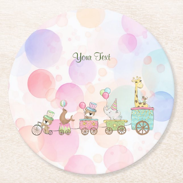 Circus Animals Paper Coaster (Front)