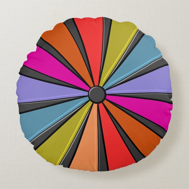 Circus Art - Big Top Pinwheel Round Cushion (Front)