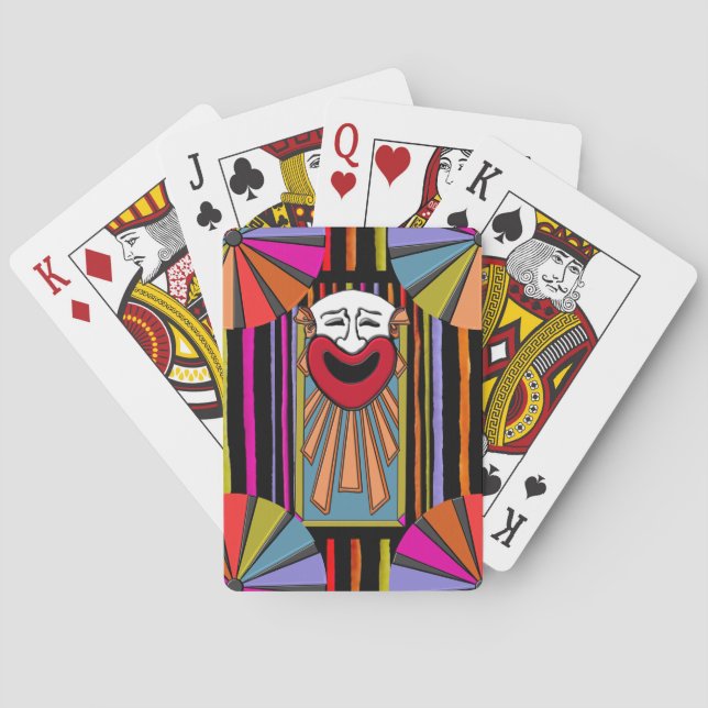 Circus Art - Clown Face, Stripes and Big Top Playing Cards (Back)
